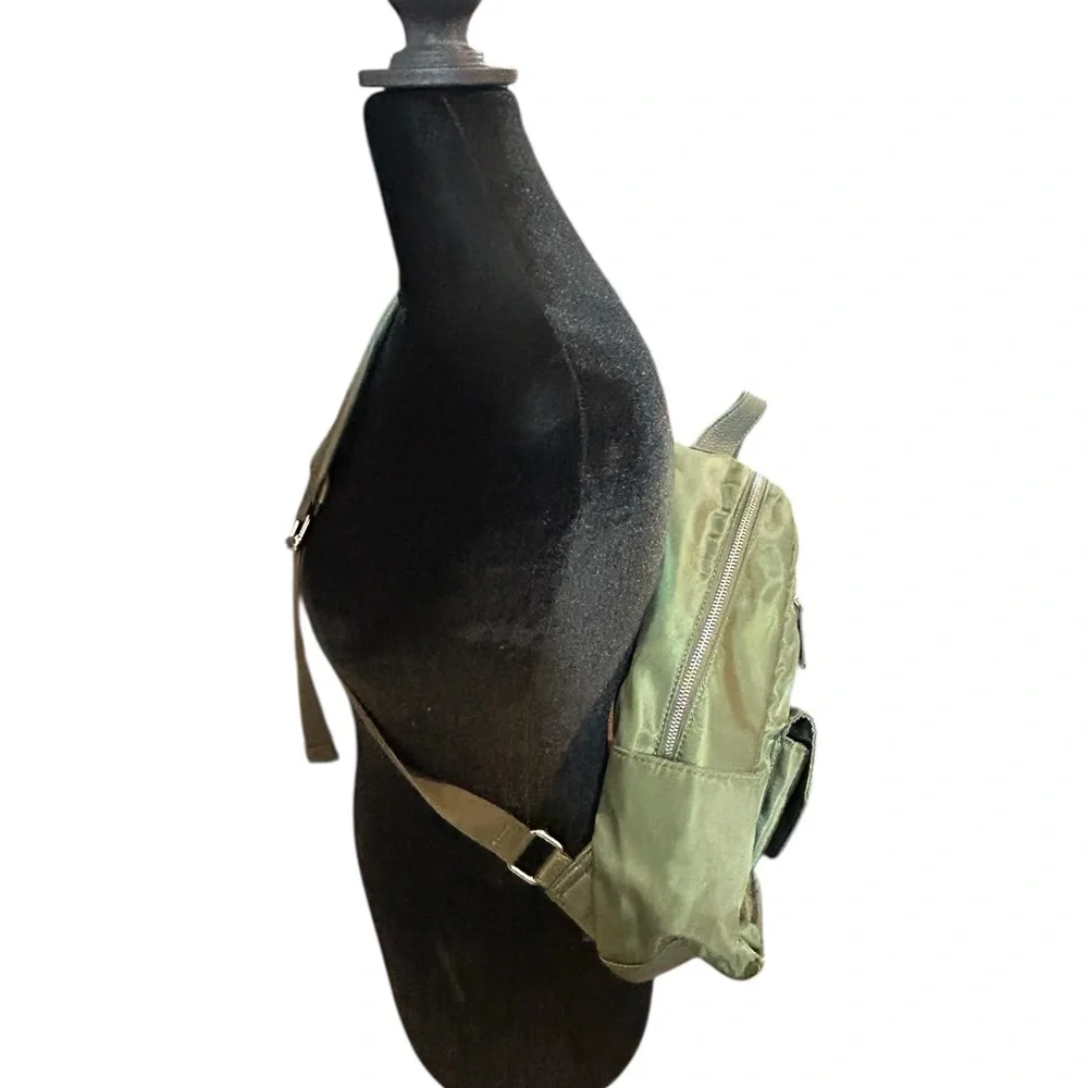 Laundry By Shelli Segal Olive Army Green Backpack w Leather Trim-NWOT-